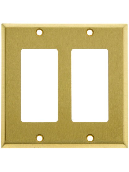 Classic Double Gang GFI Cover Plate In Satin Brass.